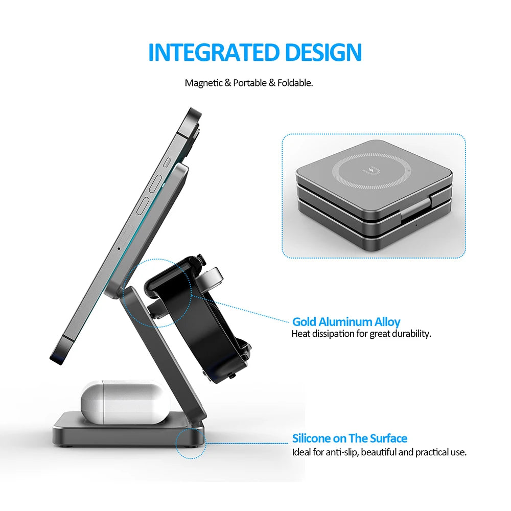 3-in-1 Foldable Magnetic Wireless Charging Station for Apple Devices - 10