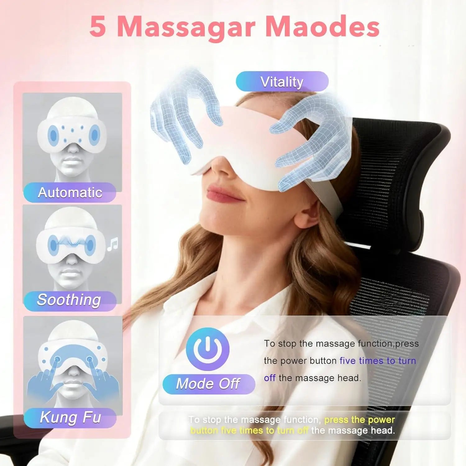 Smart Eye Massager with Cooling & Vibration for Eye Strain and Puffiness Relief - 4