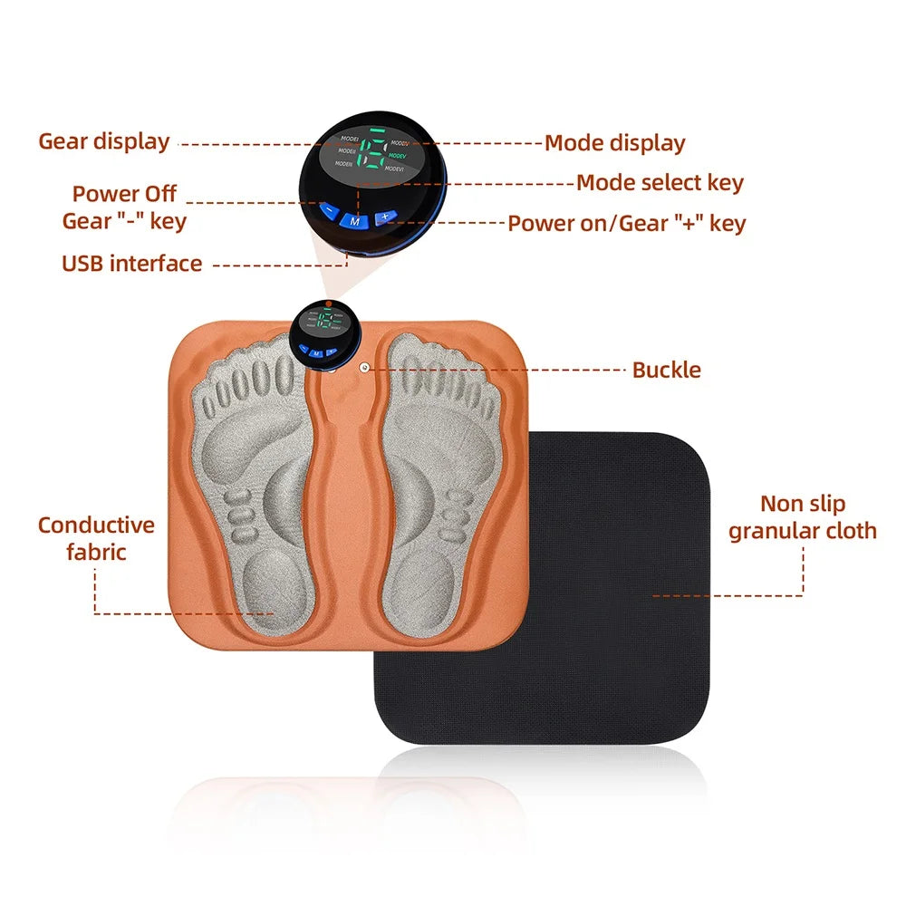 Smart EMS Electric Foot Massager Pad for Circulation & Muscle Relief - 9
