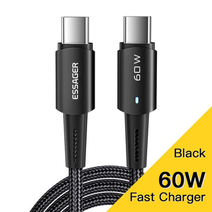 100W USB-C Fast Charging Cable - PD QC 4.0 Data Sync Cord for Laptop & Phone
