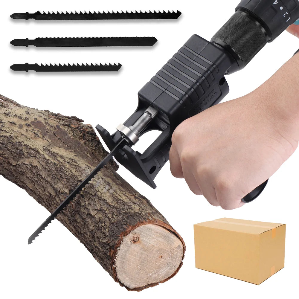 Drill to Reciprocating Saw Adapter - Electric Drill Attachment Tool with Blades