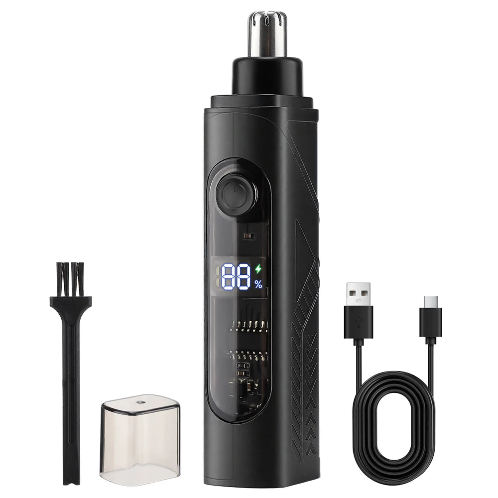 Electric Nose Hair Trimmer - Rechargeable Painless Grooming Tool with LED Display