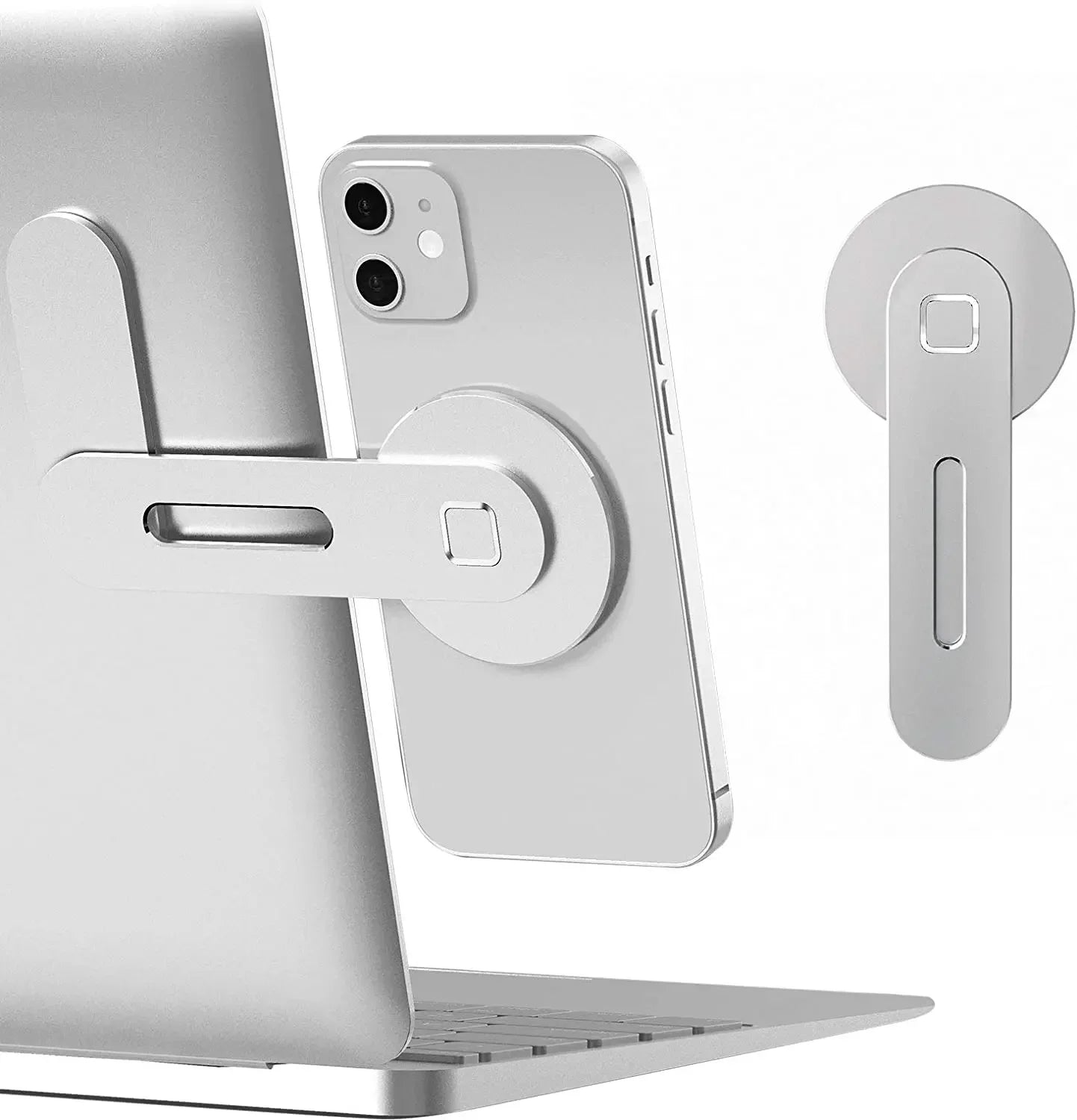 Magnetic Laptop Phone Holder - Slim Aluminum Side Mount for Dual Screen