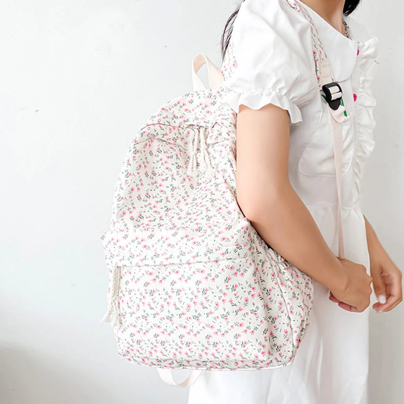 Luxury Floral Nylon School Backpack