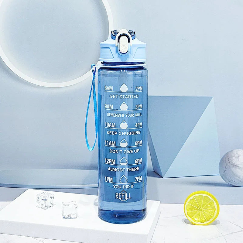 Motivational 750ml Sports Water Bottle with Time Marker & Leak-Proof Straw - 31