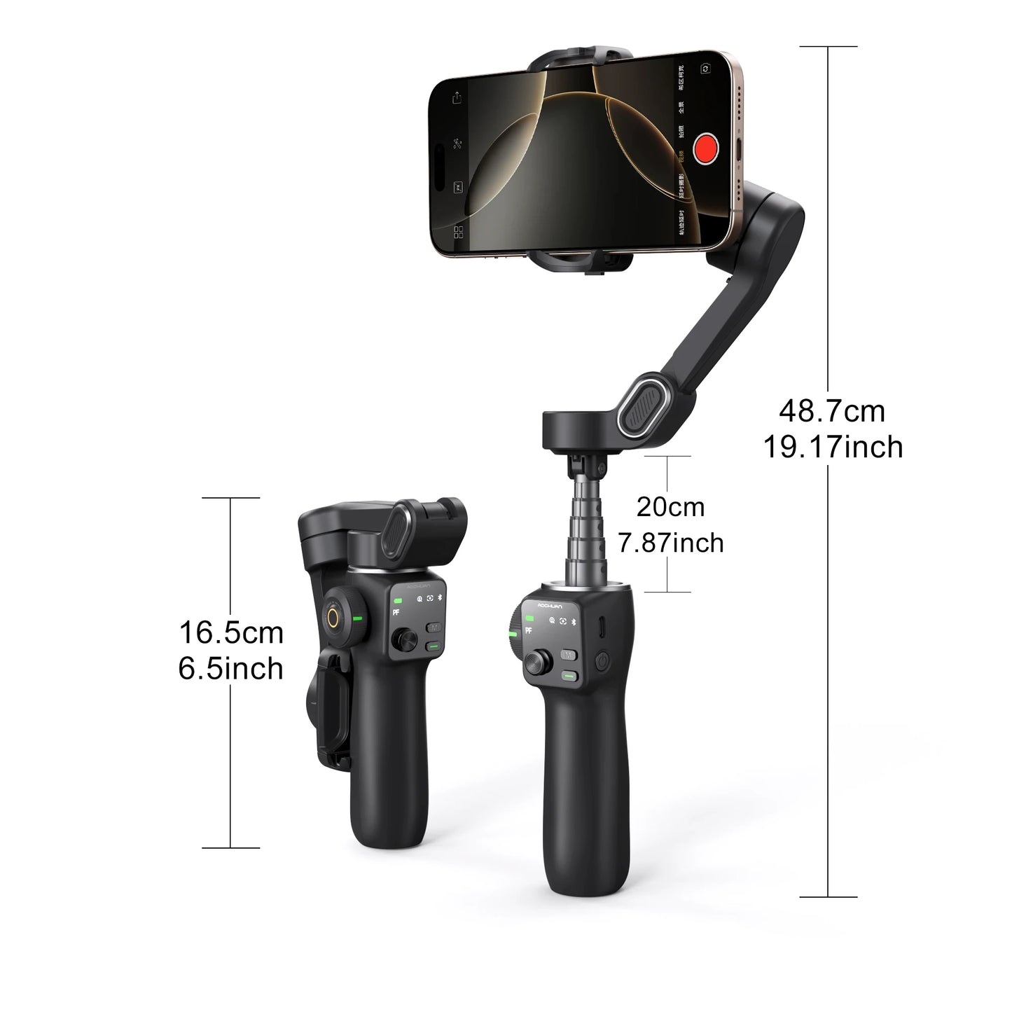 3-Axis Phone Gimbal Stabilizer with Tripod, Extension Rod & Face Tracking
