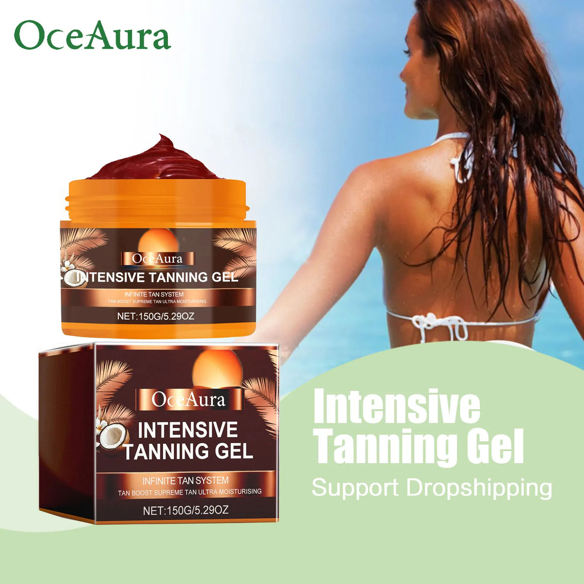 Intensive Tanning Gel - Natural Sunless Bronzer & Skin Hydrating Accelerator