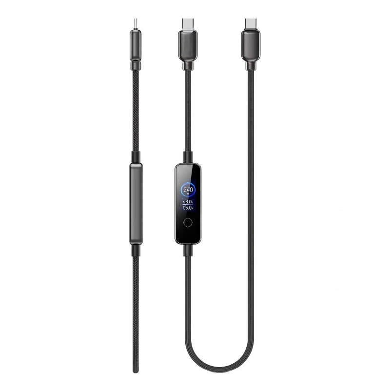 240W USB-C Fast Charging Cable with Real-Time LED Power Display - 29