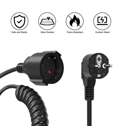 Heavy-Duty EU Schuko Extension Cord - 2m to 10m Grounded Power Cable