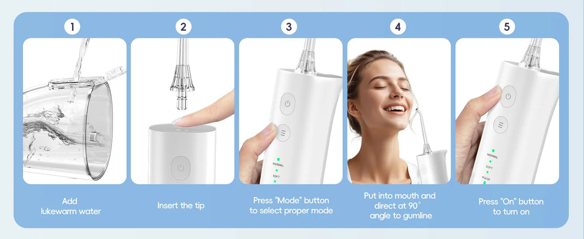 Portable Cordless Water Flosser - Rechargeable Oral Irrigator for Teeth Cleaning