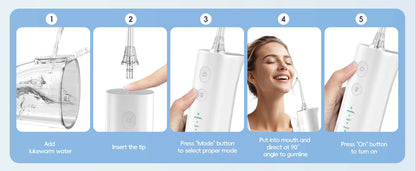 Portable Cordless Water Flosser - Rechargeable Oral Irrigator for Teeth Cleaning