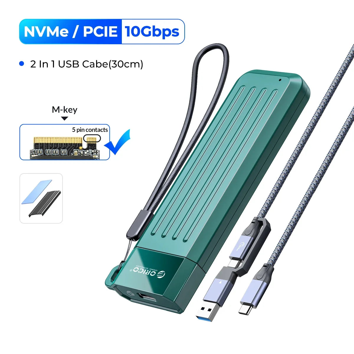 ORICO M.2 NVMe SSD Enclosure USB-C 10Gbps Portable External Drive Case - 3
