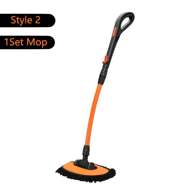 Telescoping Car Wash Mop with Curved Handle & Rotating Head - 37