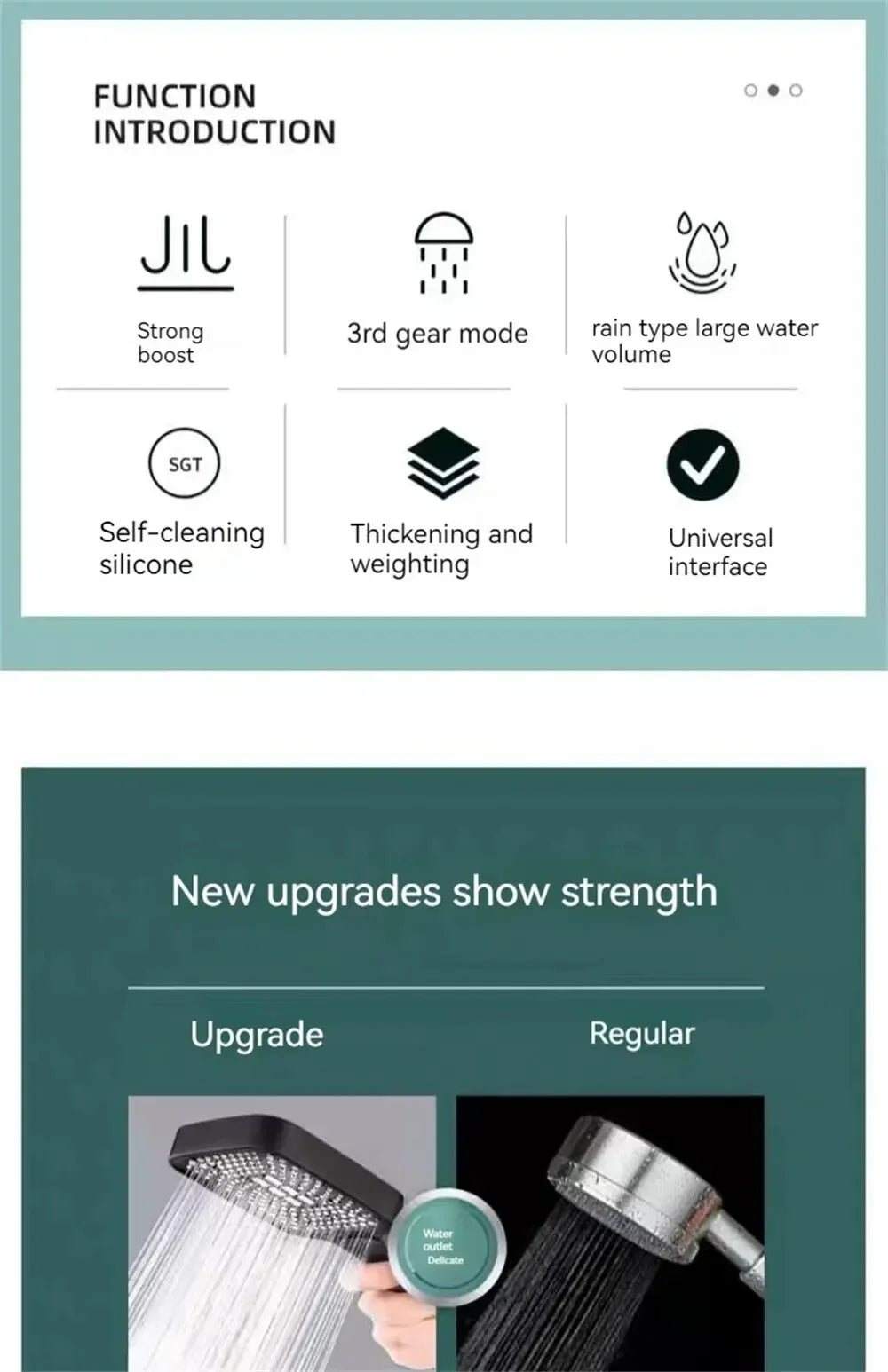 High Pressure 3-Mode Handheld Rainfall Shower Head