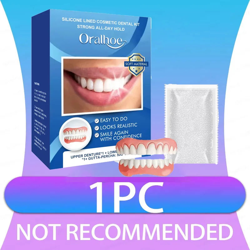 Natural Silicone Cosmetic Dentures - Instant Smile Comfort Fit Teeth Veneers