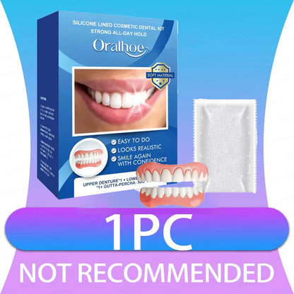 Natural Silicone Cosmetic Dentures - Instant Smile Comfort Fit Teeth Veneers