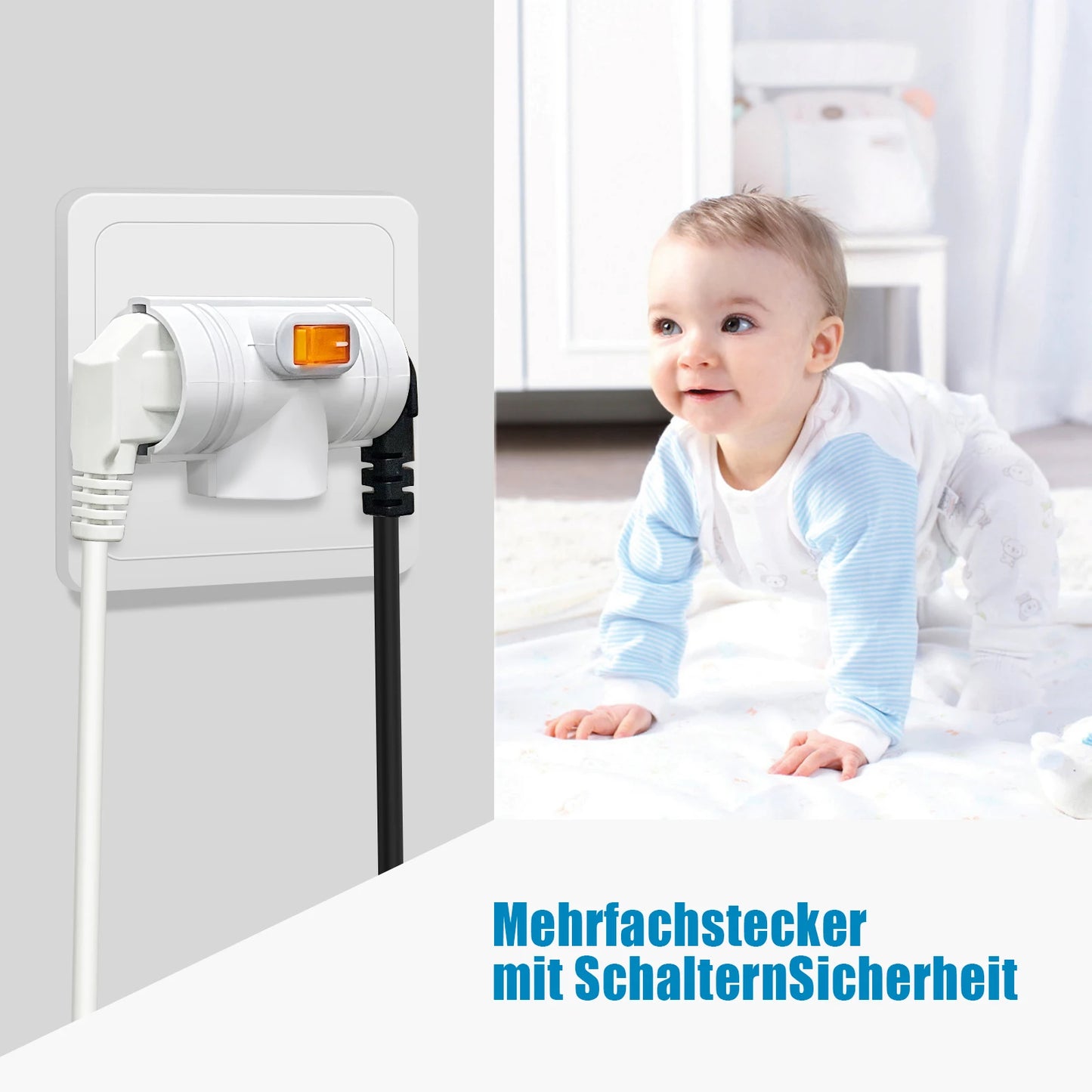 3-Way EU Plug Adapter - 250V 16A Power Socket Extender for Home & Travel
