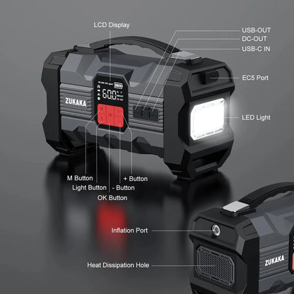 26800mAh Portable Car Jump Starter with 150PSI Air Compressor & Power Bank