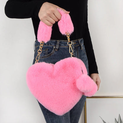 Luxury Plush Heart Handbag