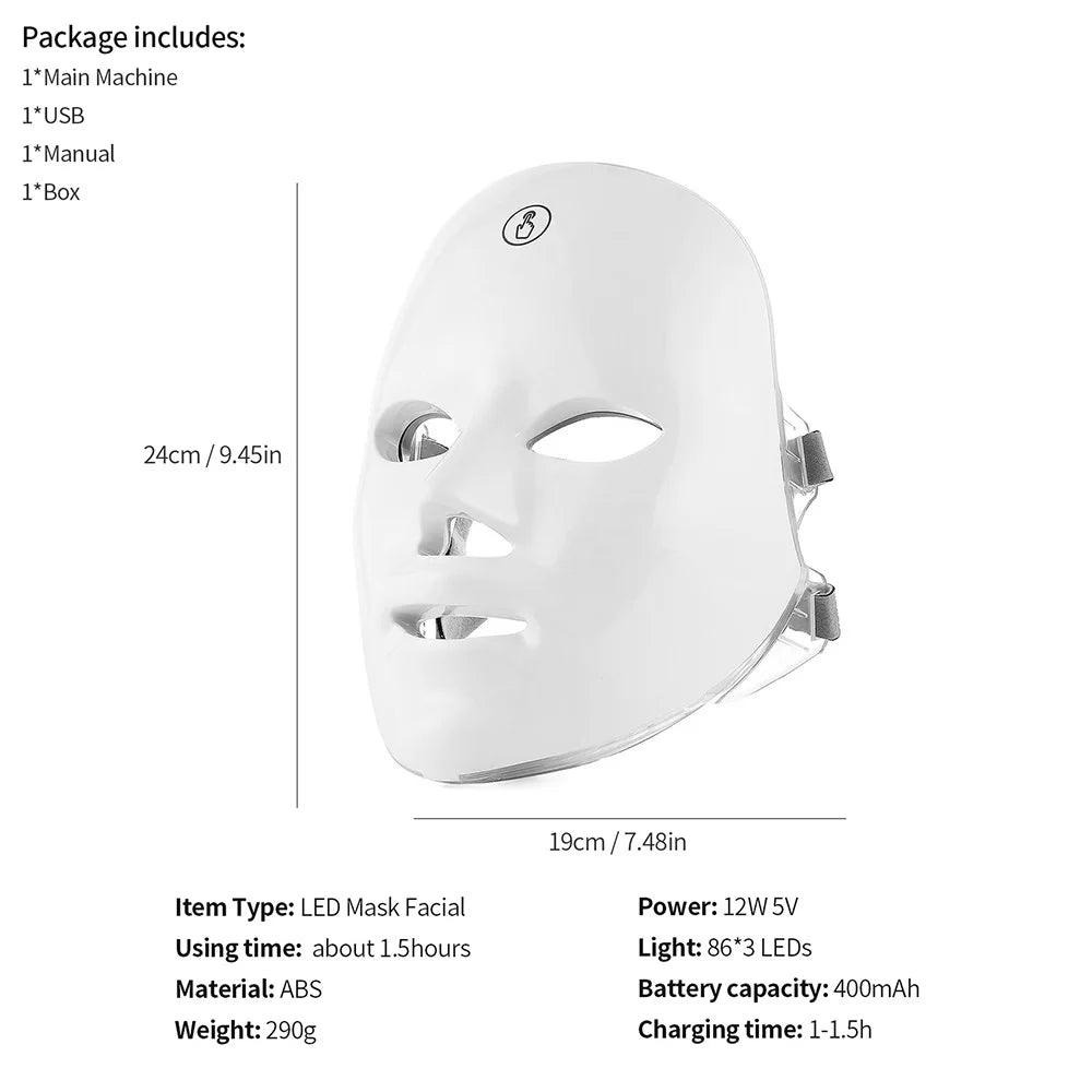 7-Color LED Photon Therapy Facial Mask for Skin Rejuvenation & Face Lifting