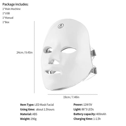 7-Color LED Photon Therapy Facial Mask for Skin Rejuvenation & Face Lifting