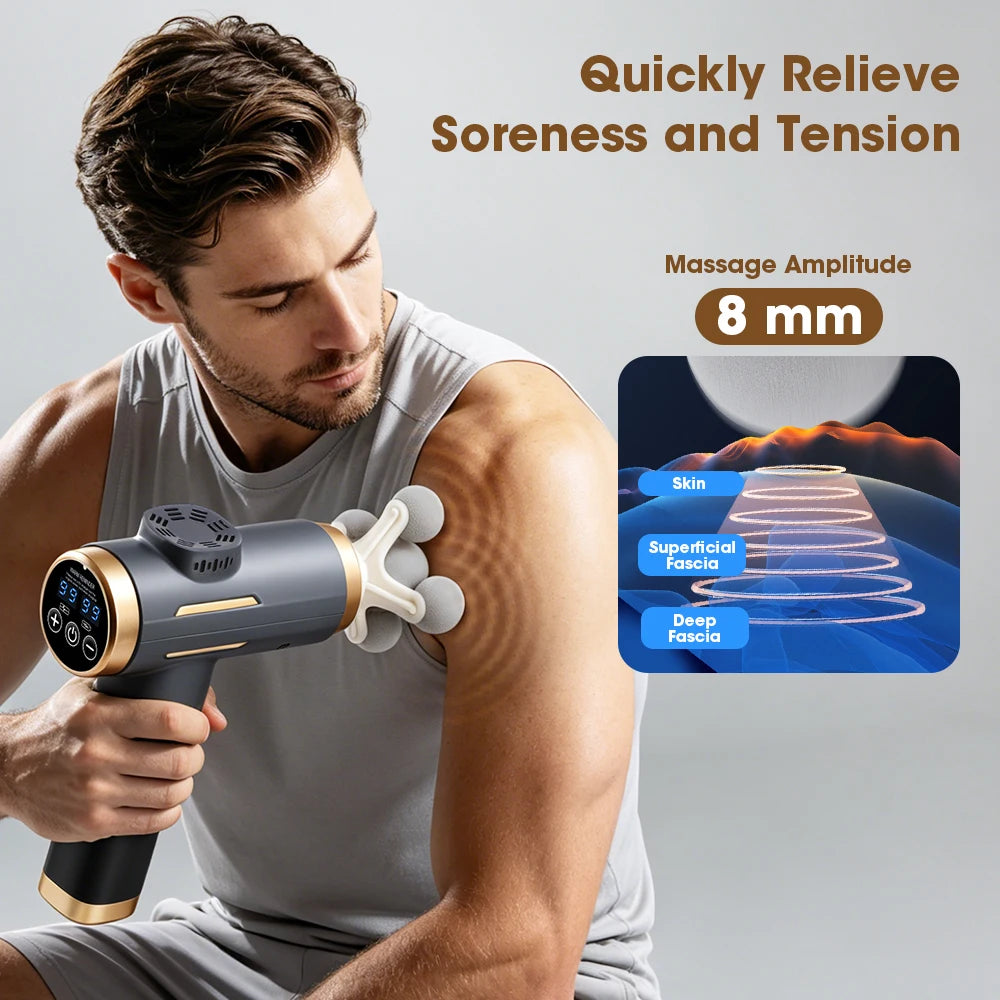 Deep Tissue Percussion Muscle Massage Gun - Handheld Body Recovery Massager - 12