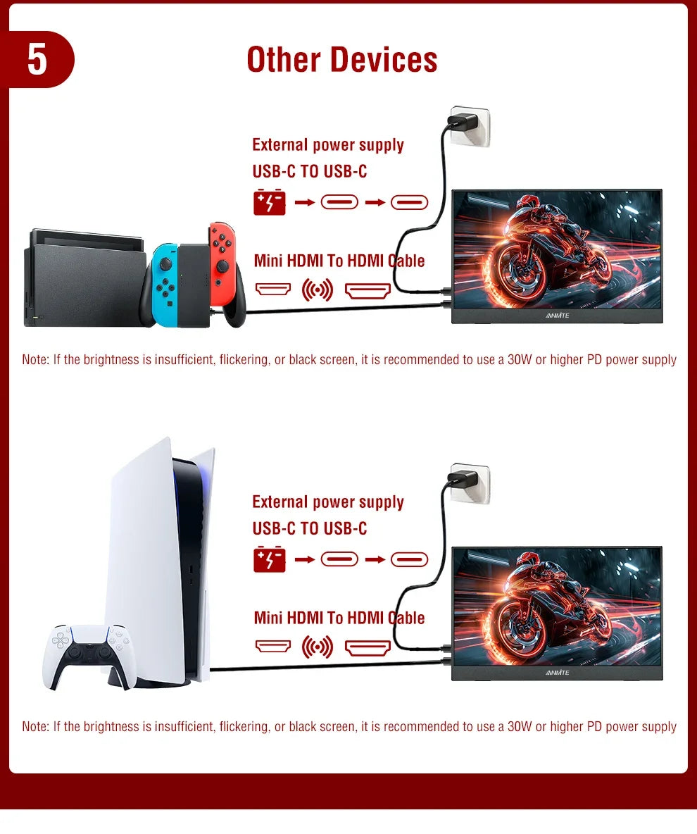 14" Portable IPS Monitor 1920x1200 FHD Gaming Display with Built-in Stand - 17