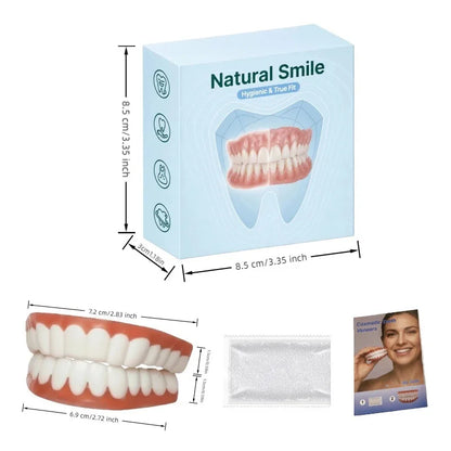 Natural Silicone Cosmetic Dentures - Removable Smile Enhancer for Missing Teeth
