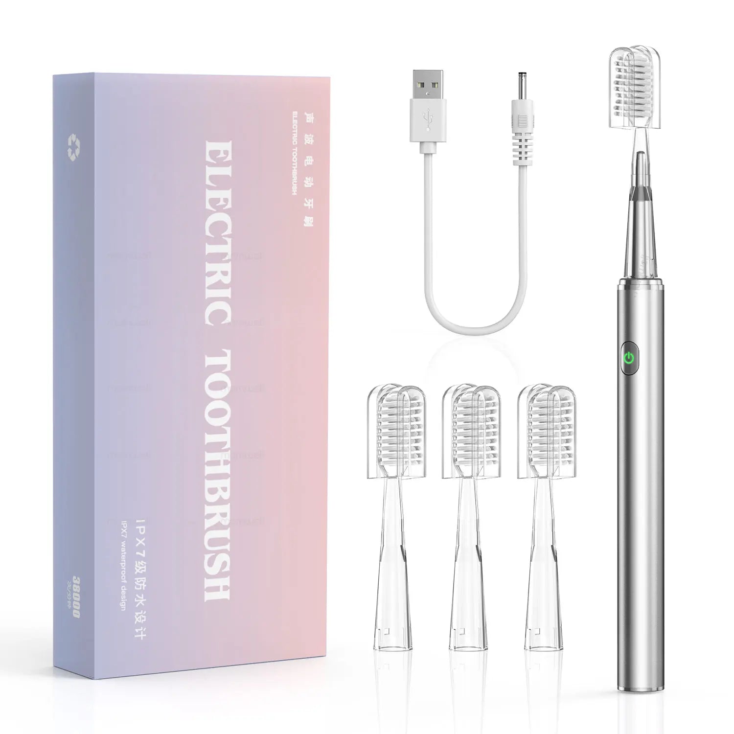 Sonic Rechargeable Electric Toothbrush with 3 Cleaning Modes & 4 Brush Heads - 15