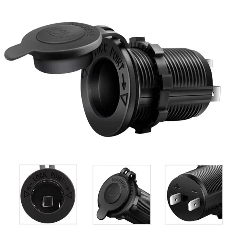 12V Waterproof Car Cigarette Lighter Socket Power Outlet for Vehicles - 7