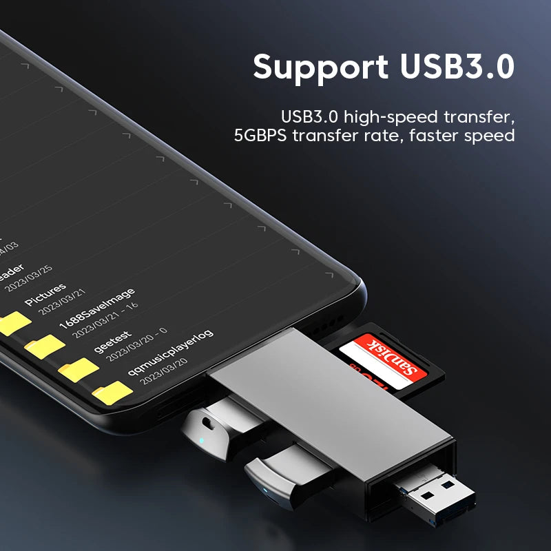 7-in-1 Universal USB 3.0 Memory Card Reader & Type-C OTG Adapter - 4