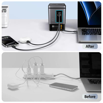 105W Multi-Device Fast Charging Station with Retractable USB-C Cables