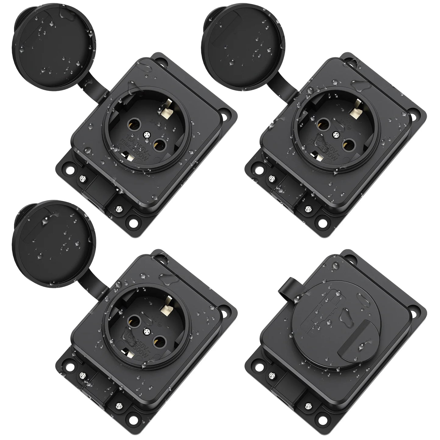IP54 Waterproof German Standard Outdoor Power Socket - 16A 3500W Extension