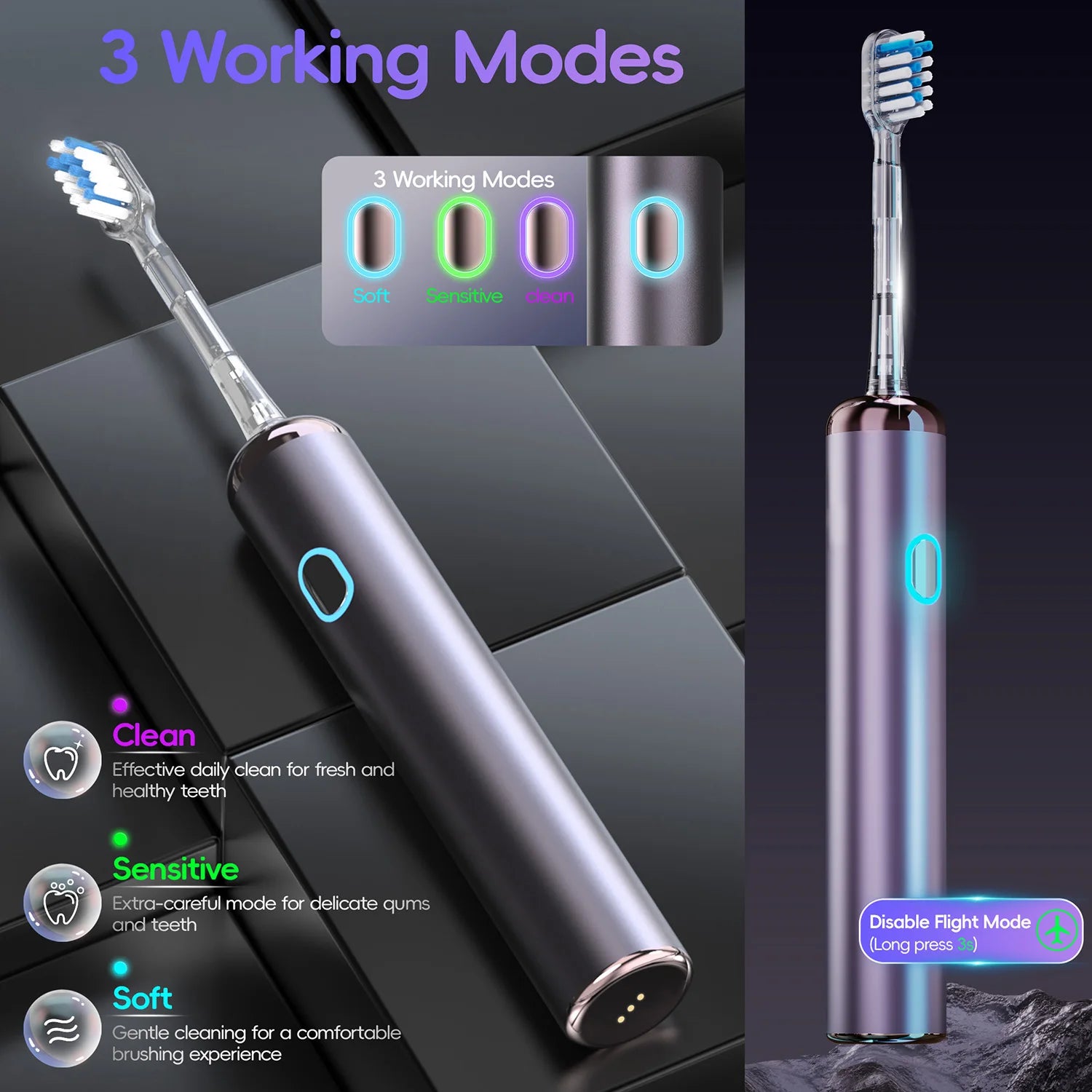 Portable Sonic Electric Toothbrush & Water Flosser Oral Care Set - 5