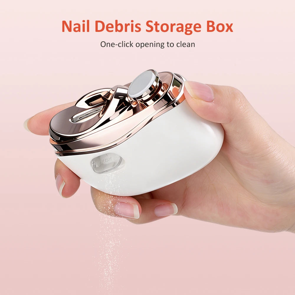 Electric Automatic Nail Trimmer & Polisher with LED Light for Safe Nail Care