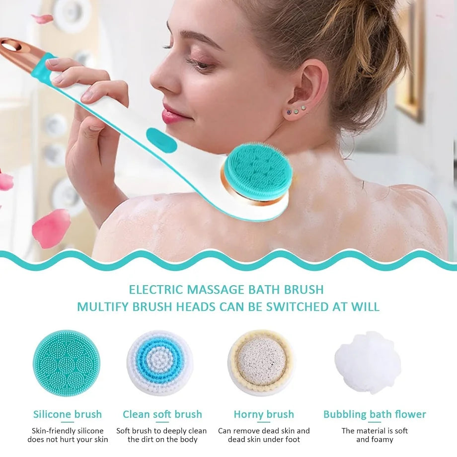 Electric Rechargeable Bath Brush with 4 Detachable Scrubbing Heads - 4