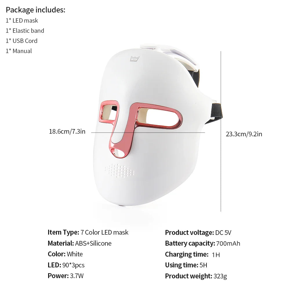7 Color LED Face & Neck Mask - Anti-Aging Light Therapy