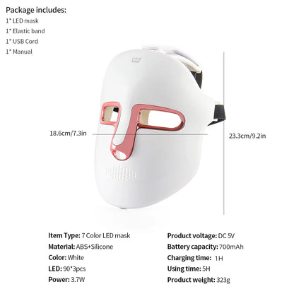 7 Color LED Face & Neck Mask - Anti-Aging Light Therapy