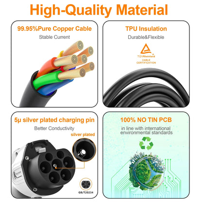 Portable 16A EV Charger with APP Control - 3.5KW Electric Vehicle Cable