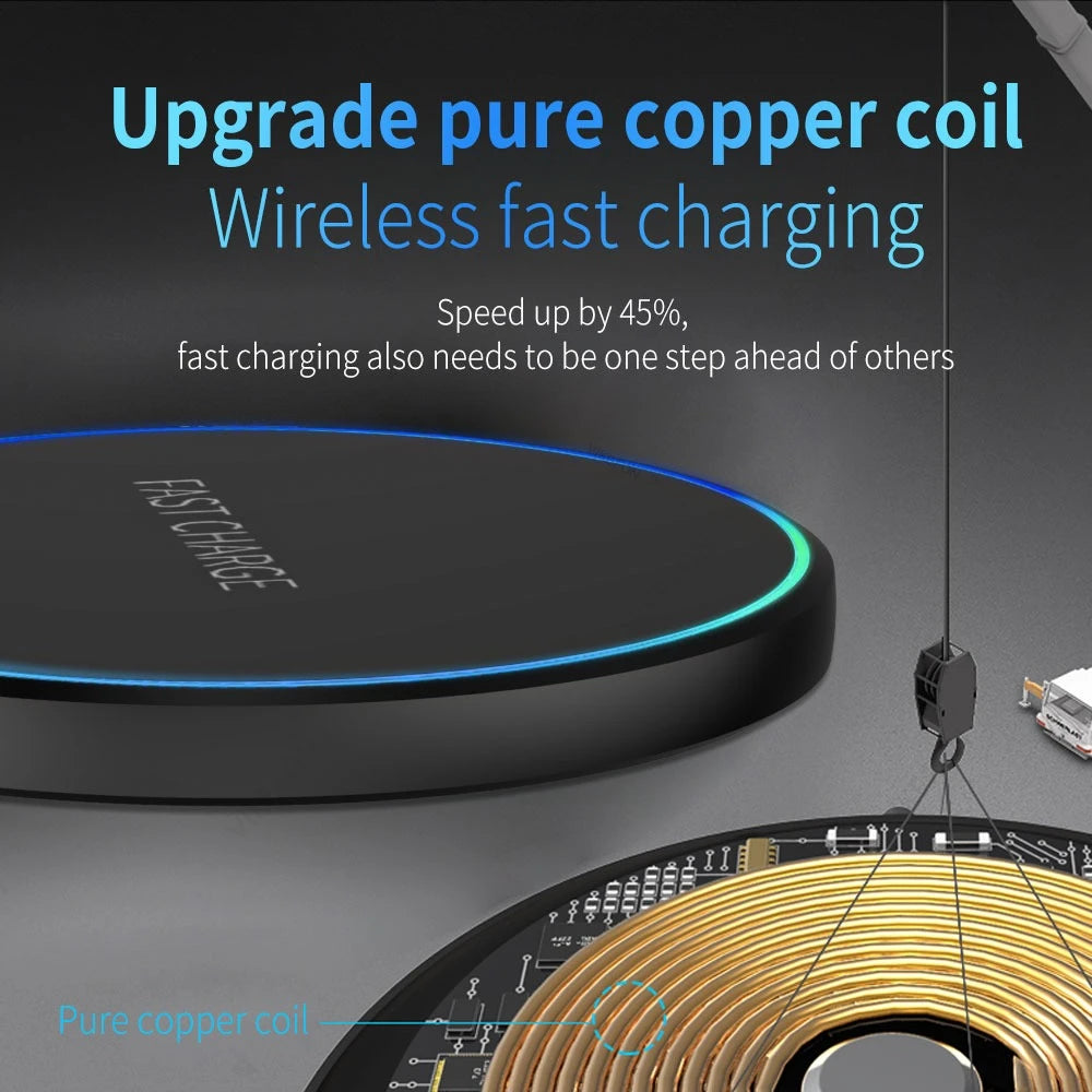 Ultra-Slim 15W Fast Wireless Charging Pad for iPhone & Samsung - 3