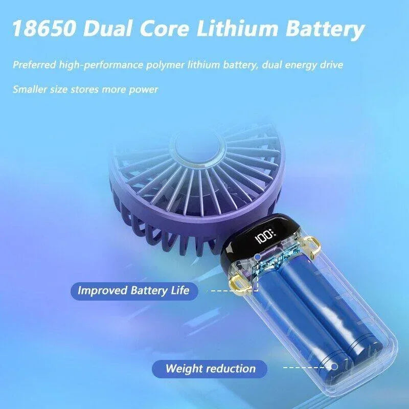 Portable 5-Speed Handheld & Neck Fan with Phone Stand & LED Display