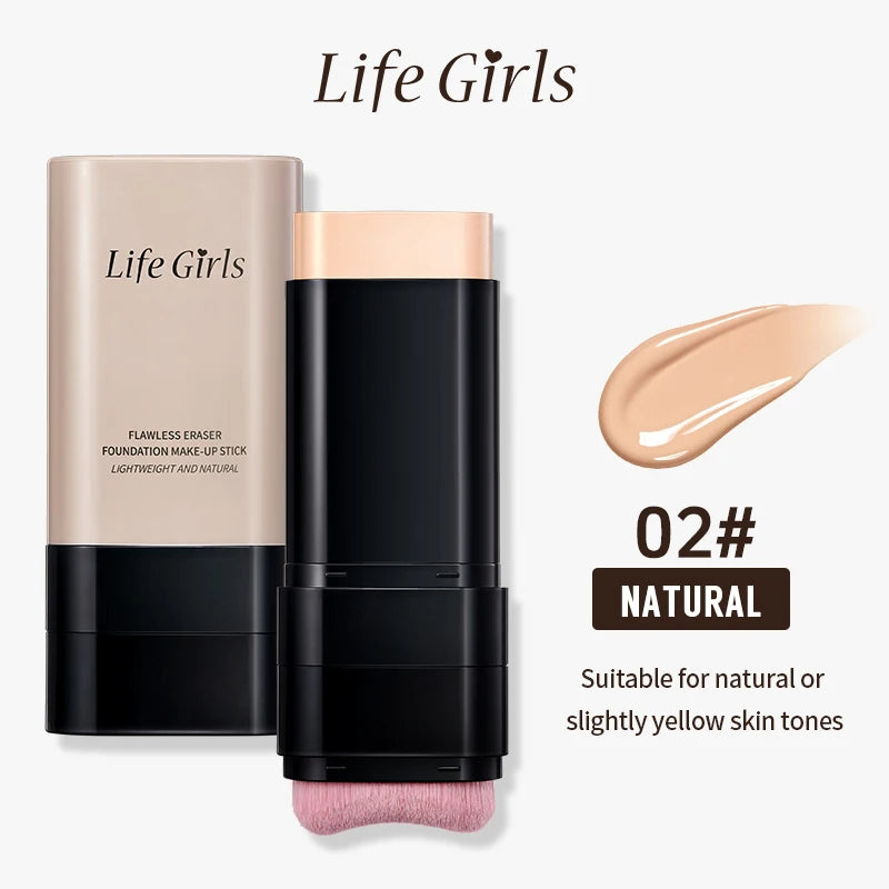 Double-Ended Hydrating Foundation Stick with Built-in Brush - Long-Lasting - 22