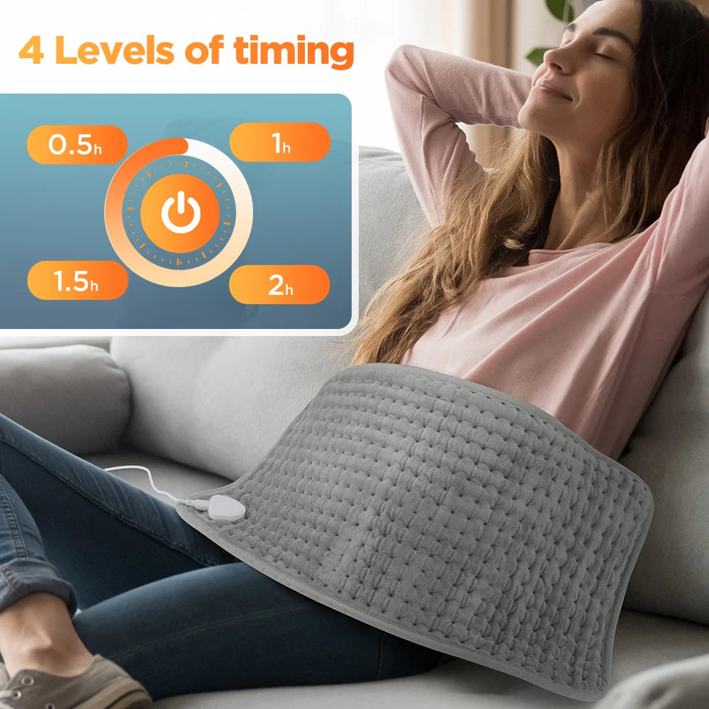 Electric Heating Pad for Pain Relief - 10 Heat Settings & 4 Timer Modes, 30x60cm - 3