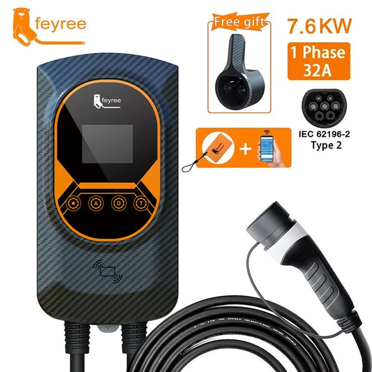 Smart EV Wallbox Charger - Adjustable 32A WiFi Electric Vehicle Station