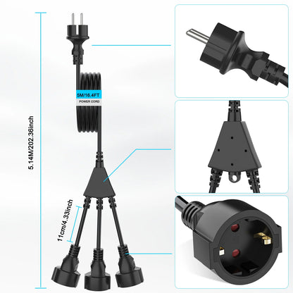 Heavy Duty EU Extension Cord - 4000W Waterproof Power Socket for Home