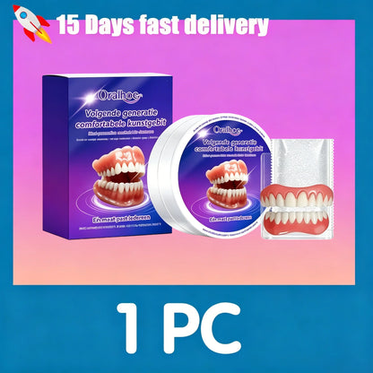 Silicone Snap-On Denture Kit - Realistic Upper & Lower Teeth for Natural Smile