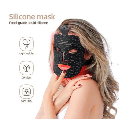 Wireless 7-Color LED Light Therapy Silicone Face Mask for Skin Care