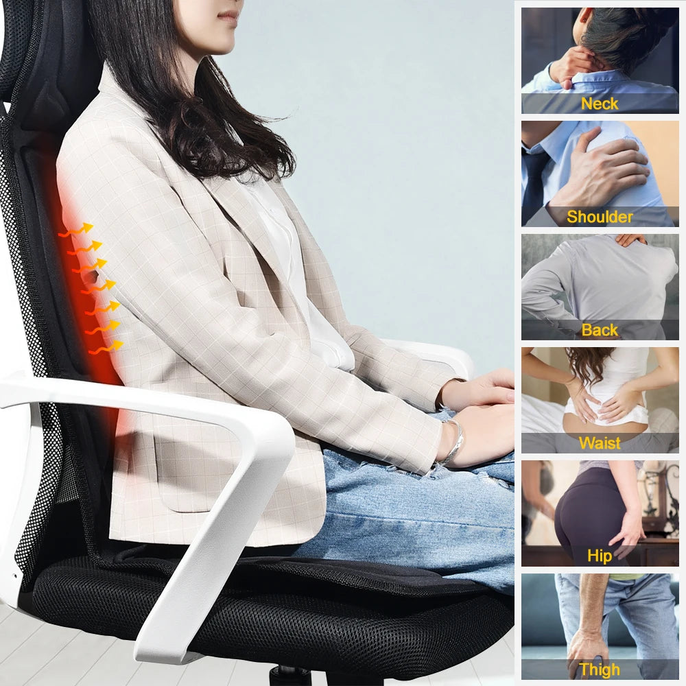 Electric Full-Body Vibrating Massage Chair Cushion with Soothing Heat Therapy