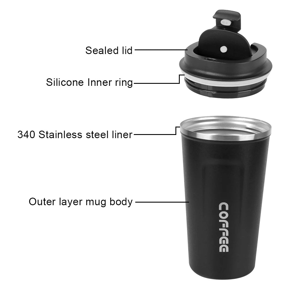 Insulated Stainless Steel Travel Mug - Leak-Proof Coffee Cup 380/510ml - 3