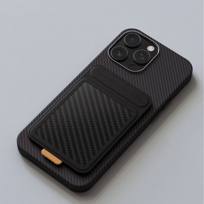 Magnetic Carbon Fiber Leather Phone Grip for iPhone 16 & 15 Series